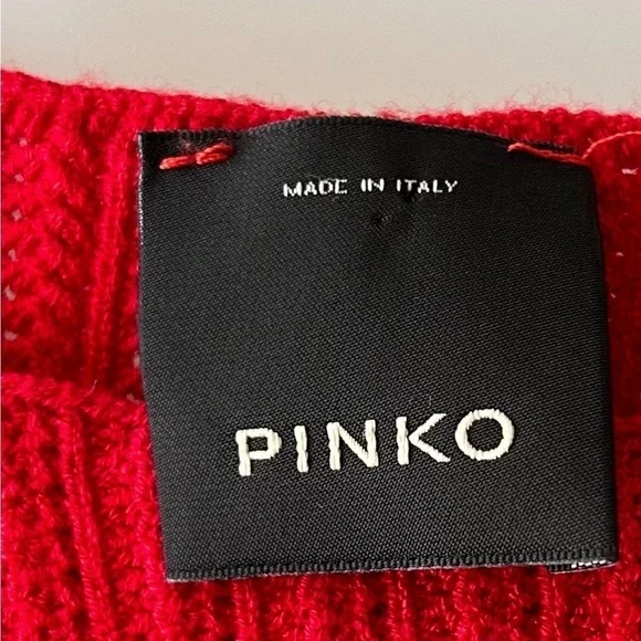 [S] Pinko Italian Luxury Viscose Knit Tank with Ruffle Edge in Candy Apple Red - Picture 11 of 11
